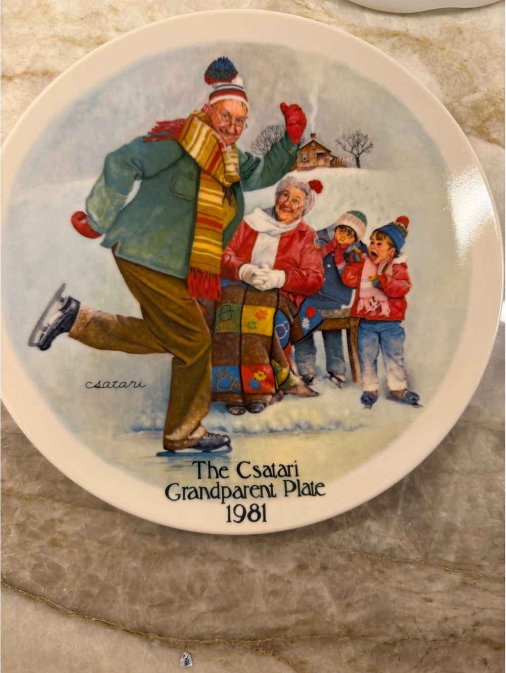 The Skating Lesson," a 1981 vintage collector porcelain plate
